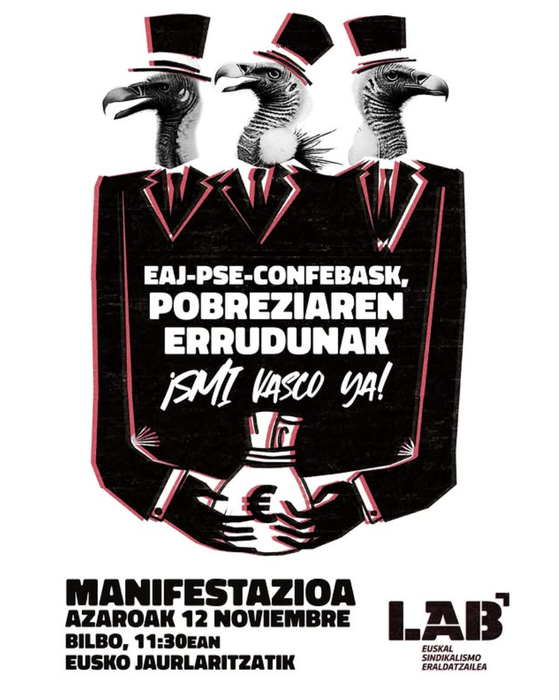 Sindikatuek Eusko Jaurlaritzaren, EAJren eta PSE-EEren aurrean protesta gutxieneko soldataren alde