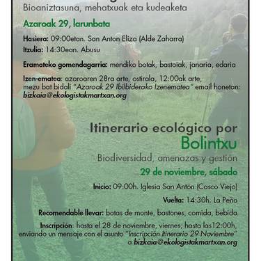 Bolintxutik ibilbide ekologikoa: Bioaniztasuna, mehatxuak eta kudeaketa