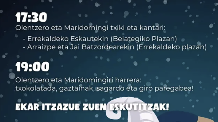 Olentzero eta Mari Domingiren bisita Errekalden 🎶🌰☕