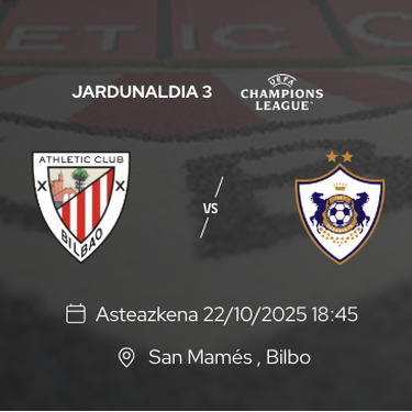 San Mames lehoiez beteko da Champions League-eko 3. Jardunaldian