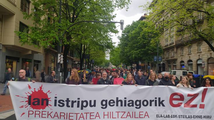 Prekarietateak sortzen dituen lan istripuak salatzeko atera da kalera gehiengo sindikala