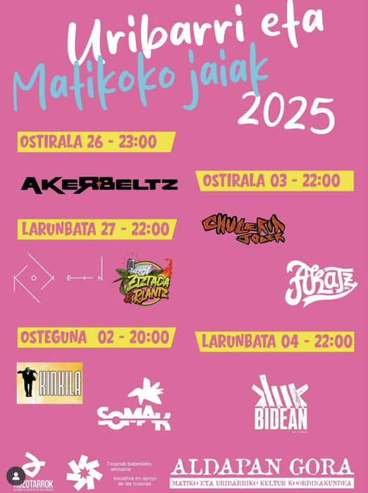 🪇URIBARRI ETA MATIKOKO JAIAK 2025🪇 Kontzertuak