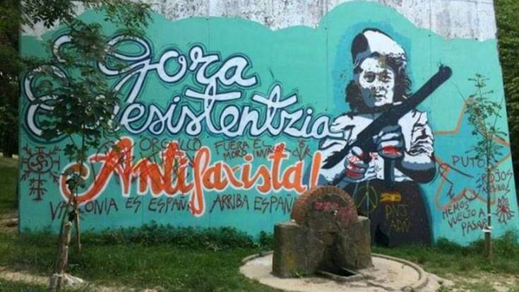 Ezezagun batzuk Artxandan dagoen mural antifaxista eraso dute