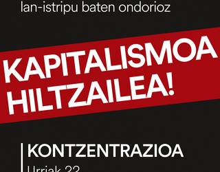 Lan istripu baten ondorioz hil den Errekaldeko langilearen heriotza salatzeko kontzentrazioa igandean