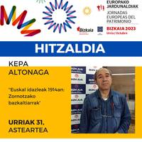 Hitzaldia: Kepa Altonaga "Euskal idazleak 1914an: Zornotzako bazkaltiarrak"