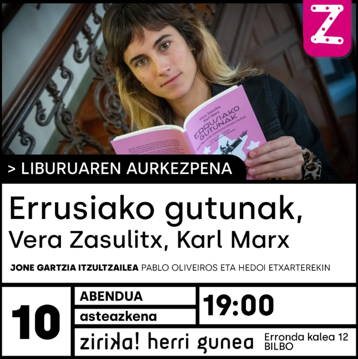 "Errusiako gutunak" liburuaren aurkezpena Zirika! Herri Gunean