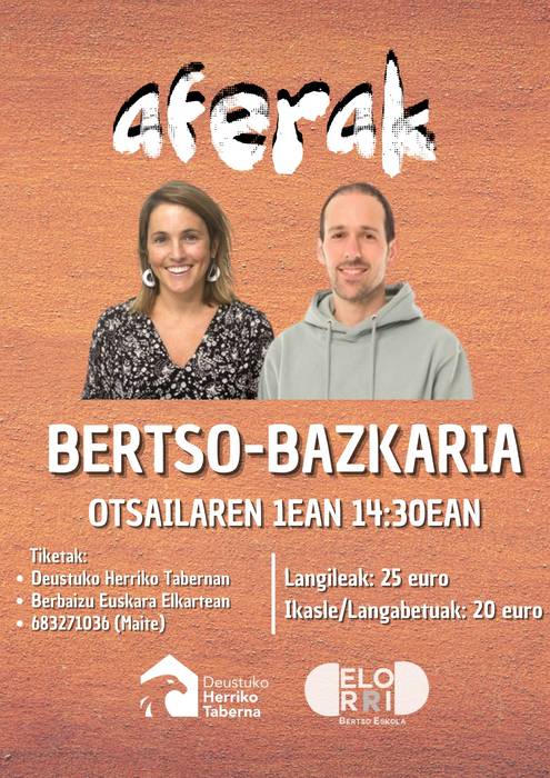 Aferak: bertso-bazkaria Deustuko Herriko Tabernan