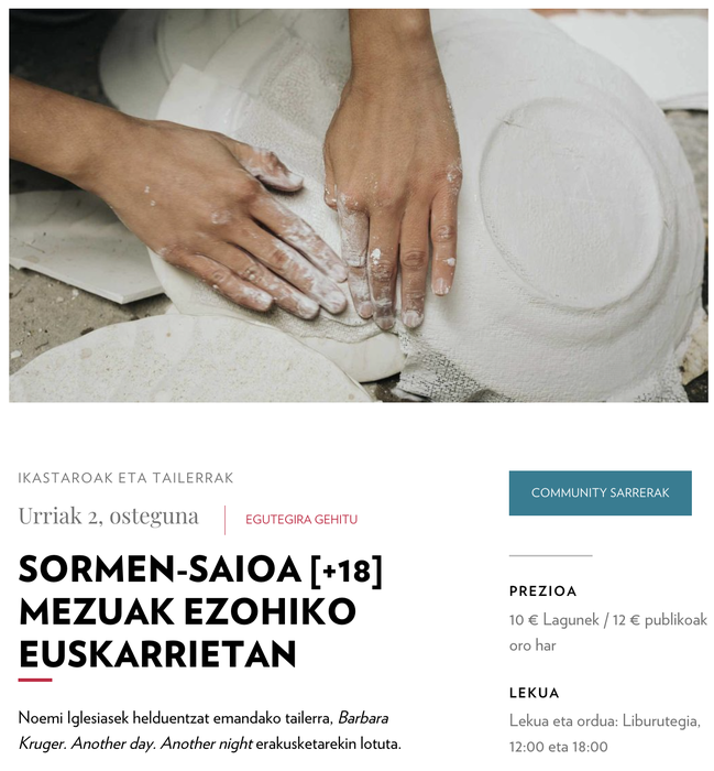 Mezuak ezohiko euskarrietan sormen-saioa Guggenheim Museoan