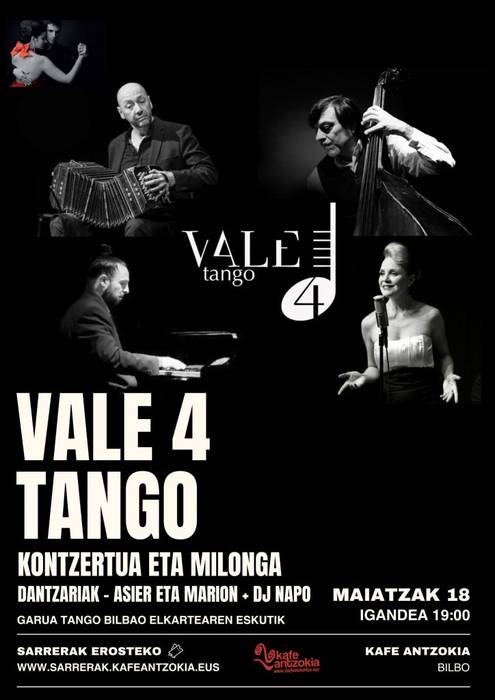 Vale 4 Tango kontzertua eta milonga Kafe Antzokian