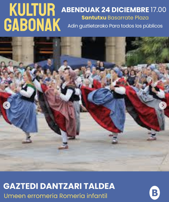 Dantza plazetan gabonetan: GAZTEDI DANTZARI TALDEA Basarrate plazan
