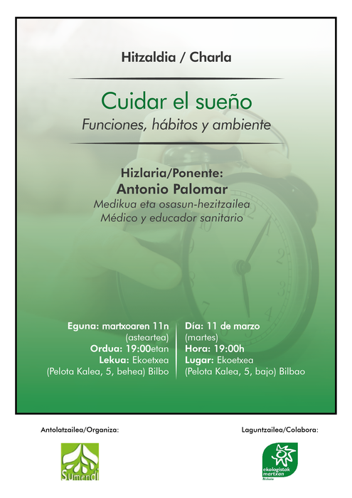 Cuidar el sueño: funciones, hábitos y ambiente hitzaldia Ekoetxean