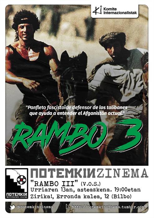 Rambo III filma proiektatuko dute gaur Zirikan, Potemkin Zinema dinamikaren baitan
