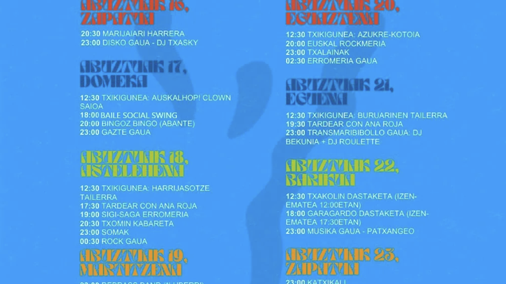 TEILAPE (ABANTE + TXOMIN BARULLO) gunearen programazioa
