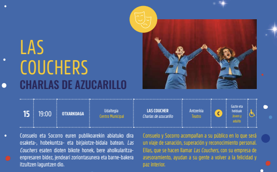 Kultur Gabonak 2025: LAS COUCHERS antzezlana Otxarkoaga Udaltegian