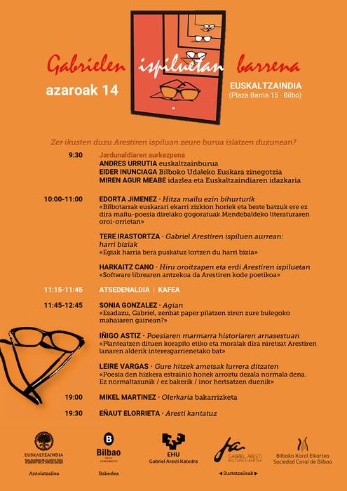 ‘GABRIELEN ISPILUETAN BARRENA’: ARESTIK EUSKAL IDAZLEENGAN IZAN DUEN ERAGINA AZTERTZEKO JARDUNALDIA Euskaltzaindian