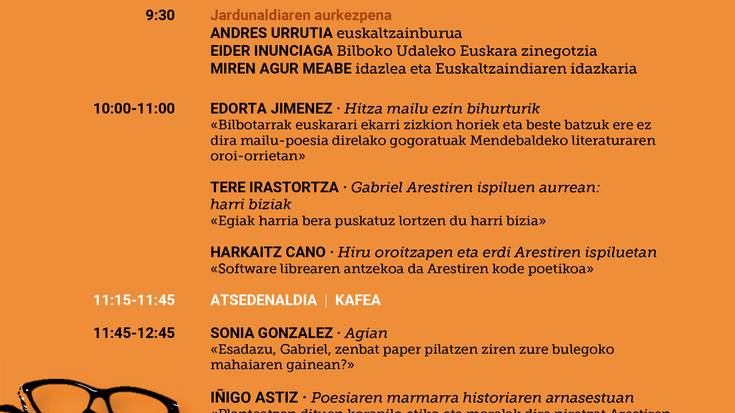 ‘GABRIELEN ISPILUETAN BARRENA’: ARESTIK EUSKAL IDAZLEENGAN IZAN DUEN ERAGINA AZTERTZEKO JARDUNALDIA Euskaltzaindian