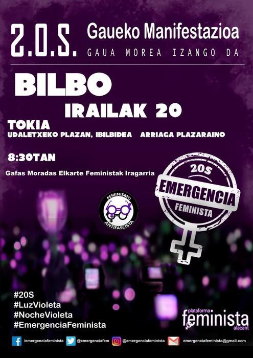 Manifestazioa deitu du gaur gauean Gafas Moradas Elkarte Feministak