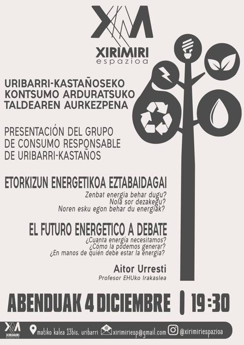 Uribarri-Kastañoseko Kontsumo arduratsuko taldearen aurkezpena Xirimiri espazioan