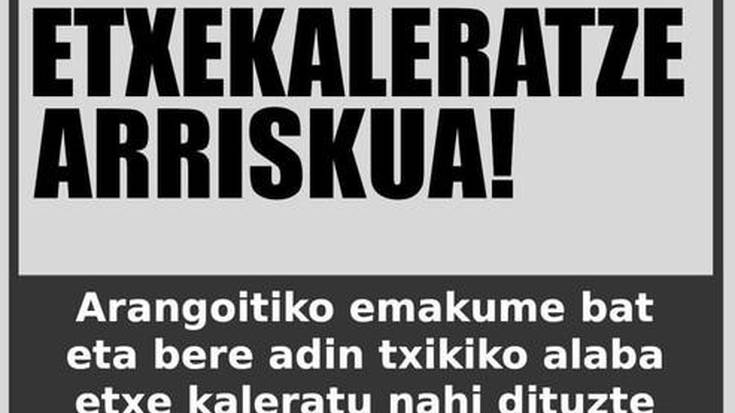 Arangoitiko familia bat kaleratze arriskuan dago 