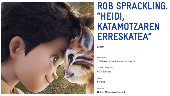 TOBIAS SCHWARZ eta AIZEA ROCAren “HEIDI, KATAMOTZAREN ERRESKATEA” Alondigako Golem Zinemetan