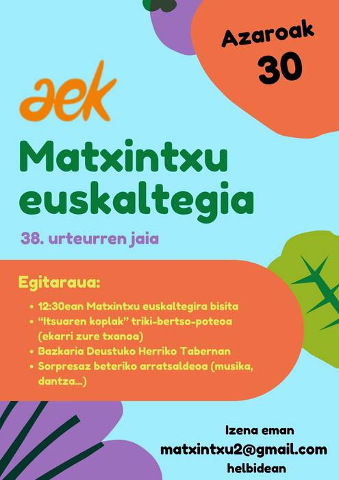 Matxintxu euskaltegiaren 38. urteurren jaia