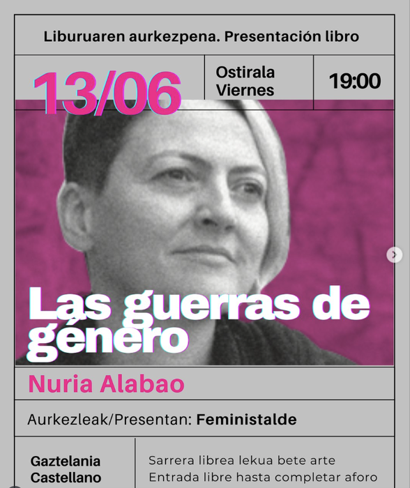Las guerras de género liburuaren aurkezpena La Sinsorgan