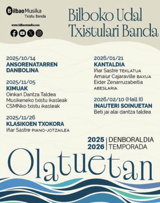 Bilboko Udal Txistulari Banda: KIMUAK kontzertua Euskalduna Jauregian