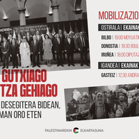 MOBILIZAZIOA: Hitz gutxiago eta ekintza gehiago behar direla salatu du Palestinarekin Elkartasuna plataformak