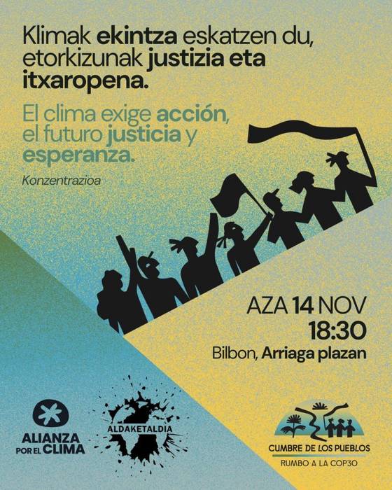 Kontzentrazioa Arriaga plazan: Klimak ekintza eskatzen du, etorkizunak justizia eta itxaropena