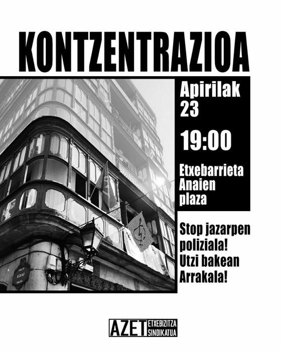 AZET etxebizitza taldeak kontzentrazioa deitu du gaur Alde Zaharrean