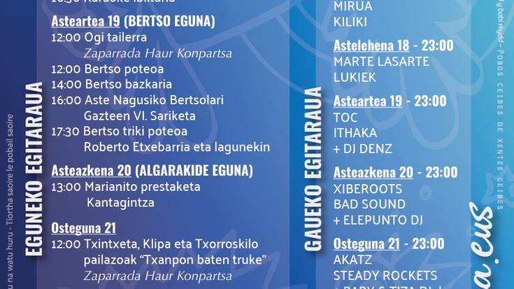 ALGARA Konpartsaren programazioa