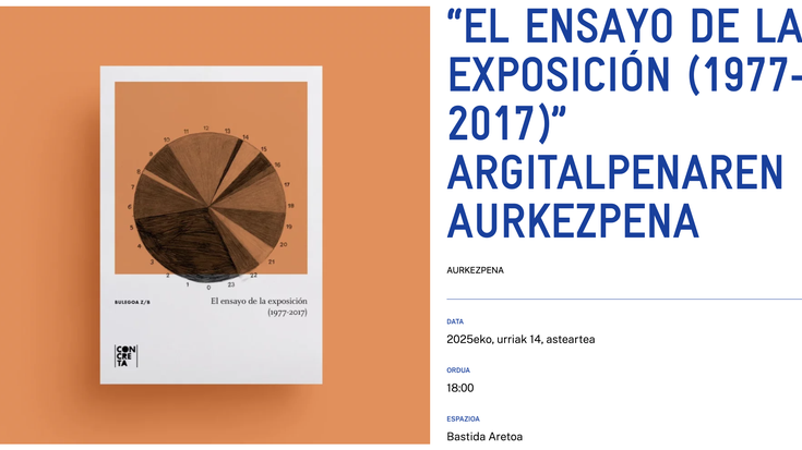 “EL ENSAYO DE LA EXPOSICIÓN (1977-2017)” ARGITALPENAREN AURKEZPENA Alondigako Bastida Aretoan