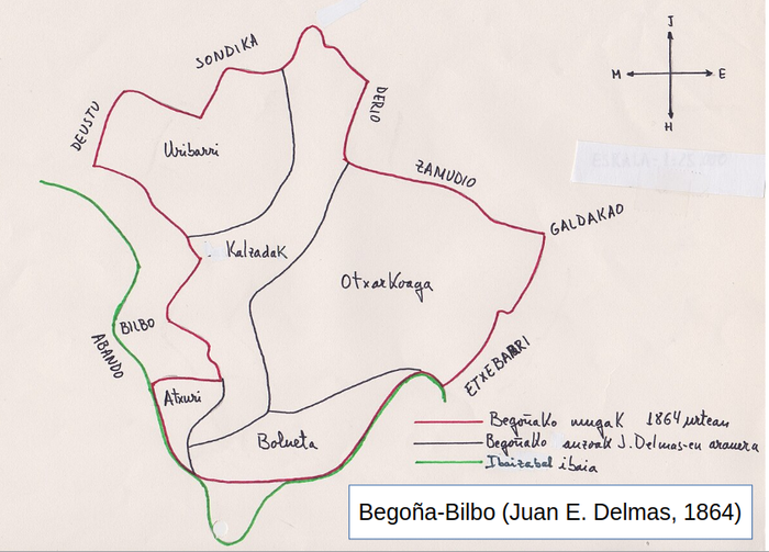 Begoña eta Bilboren arteko mugak historian zehar (10 mapa, 1300-1925)