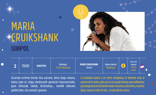 Kultur Gabonak 2025: MARIA CRUIKSHANK SANTUTXU Udaltegian