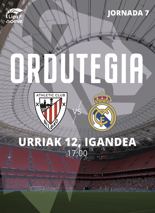 San Mames lehoiez beteko da Liga F-ko 7. jardunaldian