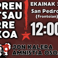 Jon kalera amnisita osoa! prentsaurrekoa San Pedro plazako frontoian