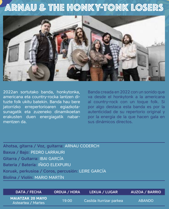 MUSIKAUZO 2025: ARNAU & THE HONKY-TONK LOSERS Abandon