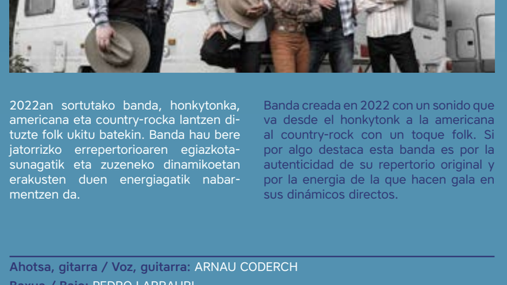 MUSIKAUZO 2025: ARNAU & THE HONKY-TONK LOSERS Abandon