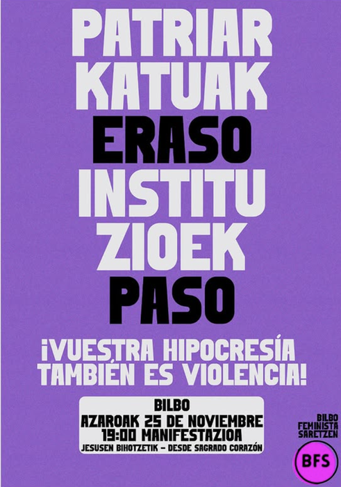 Bilbo Feminista Saretzenek dei egin du kaleak hartzeko Azaroaren 25ean