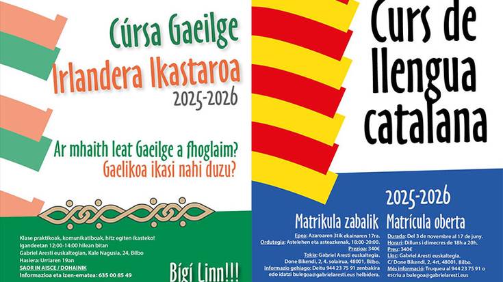 Katalana eta irlandera ezagutzeko ikastaroak Bilbon azarotik aurrera