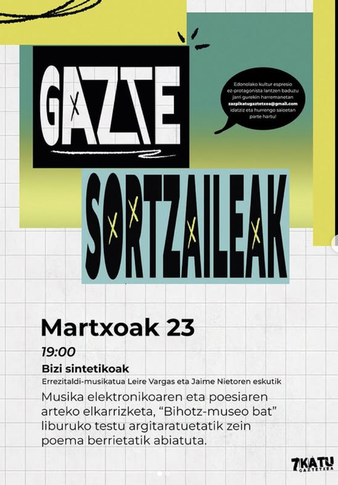 Gazte sortzaileak: Bizi sintetikoak 7Katu Gaztetxean