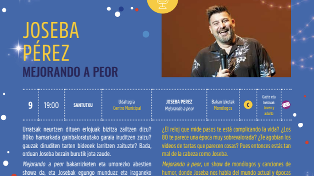 Kultur Gabonak 2025: JOSEBA PEREZ bakarrizketa Santutxu Udaltegian