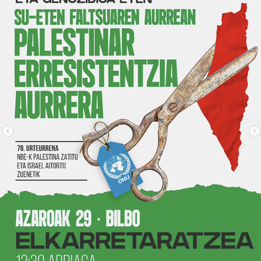 Palestinarekin Elkartasuna plataformaren elkarretaratzea Arriagan