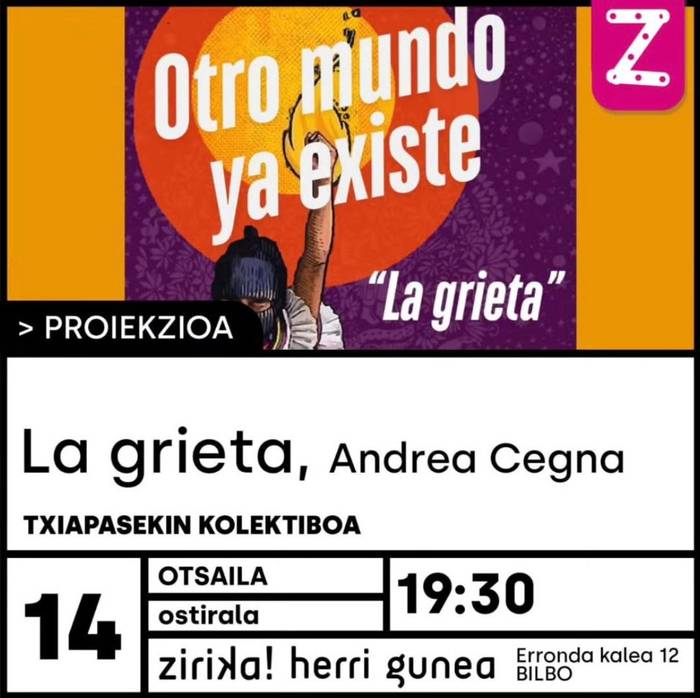 "La grieta" proiekzioa Zirikan