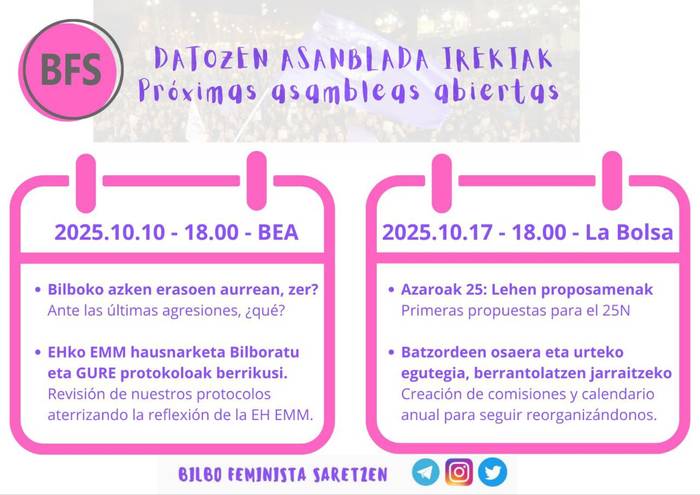 Bilbo Feminista Saretzen taldearen asanblada irekia