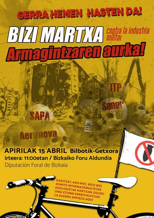 'Bizi martxa', arma industria zibil bihurtzearen eta gastu militarraren aurkako mobilizazioa