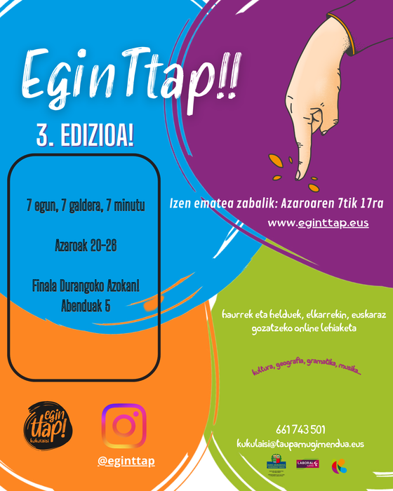 EginTtap! lehiaketaren III. edizioan izena emateko epea zabalik