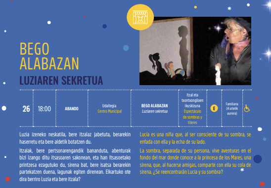 Kultur Gabonak 2025: BEGO ALABAZAN itzal eta txontxongiloak ABANDO Udaltegian