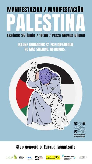 Palestinaren aldeko mobilizazioa deitu dute ekainaren 26an