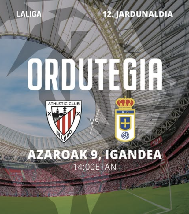 San Mames lehoiez beteko da Ligako 12. Jardunaldian